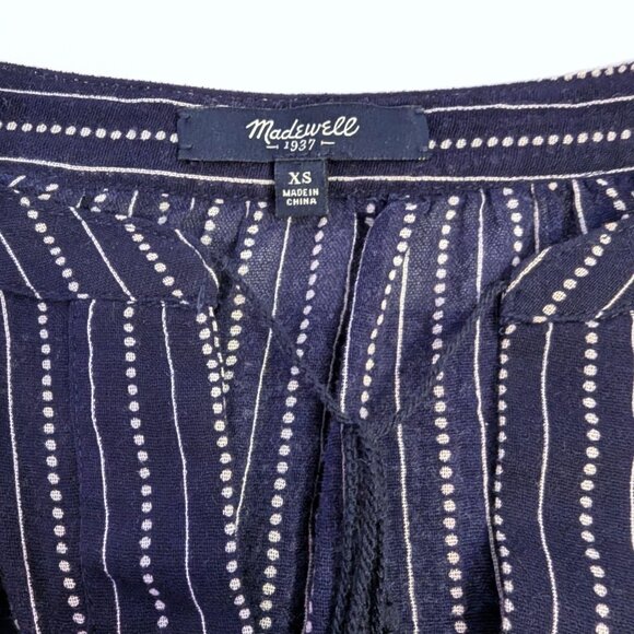 Madewell | 100% Cotton Openview Tunic Navy Striped Oversized Tassel Top | XS - Picture 3 of 11